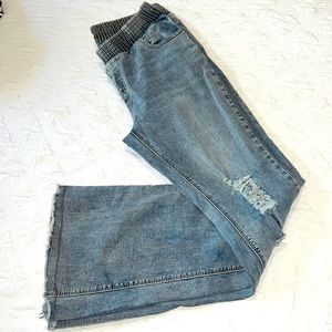 Turquoise Haven stretchy waist distressed flare